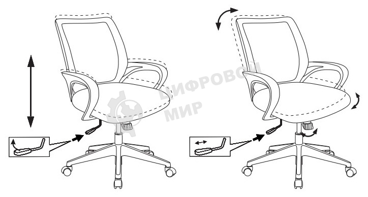 Кресло компьютерное Бюрократ CH-695N/BL/TW-11 спинка сетка синий TW-05, сиденье черный TW-11