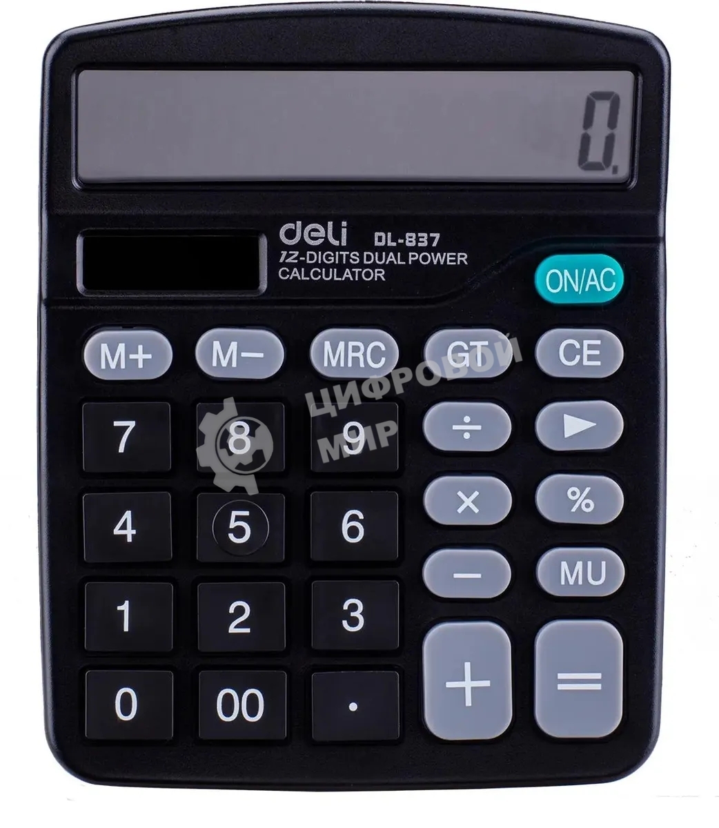 Калькулятор настольный Deli E837 черный 12-разр.
