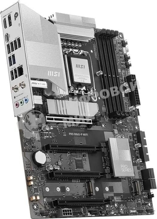 Материнская плата MSI PRO B860-P WIFI, LGA 1851, Intel B860, 4xDDR5, 4xSATA, 3xM.2, 1xPCIe 5.0 x16, 1xPCIe 4.0 x4, 2xPCIe 4.0 x1, 1xHDMI, 1xDP, 1xUSB-C, 1x 5Gb LAN, 2xUSB-A 3.2 Gen 2, 2xUSB-A 3.2 Gen 1, 4xUSB-A 2.0, 3x3.5 мм, 7.1, Wi-Fi 7, ATX