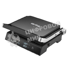 Гриль электрический Korting KGPA 0403 W Infinity, мощность 2000 Вт, сенсорное управление, цветной дисплей, 10 автоматических программ, раздельная регулировка температуры верхней и нижней панелей, температура от 90 до 230 градусов, таймер, цвет черный