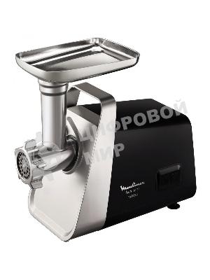 Мясорубка электрическая Moulinex ME306832 черный, 1600 Вт, 1.9 кг/мин, реверс, защита от перегрузки, металлический лоток, насадки - 6