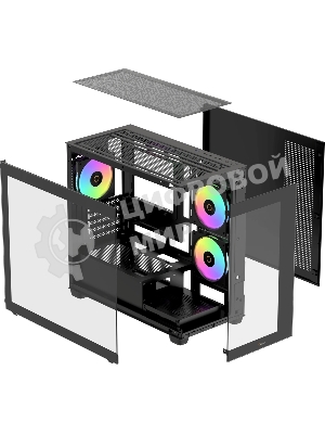 Компьютерный корпус Ocypus Gaммa C52 BK ARGB mATX/win/black/3 ARGB fans/no PSU/Tempered Glass