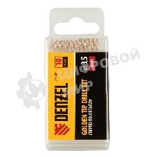 Сверло по металлу Denzel 3,5 мм, HSS-Tin, Golden Tip, 10 шт.