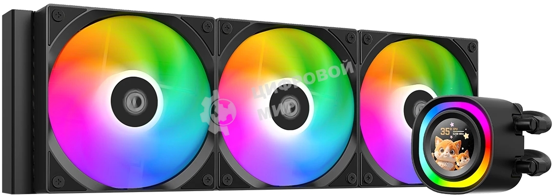 Система жидкостного охлаждения ID-Cooling FX360 LCD ARGb Soc-AM5/AM4/1200/1700/1851 черный 4-pin 27.2dB Al+Cu LCD 350W Ret