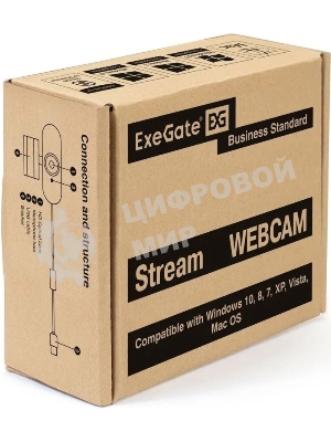 Веб-камера ExeGate Stream C940 2560x1440, 30 кадр/с, USB Type-A, микрофон (шумоподавление), универсальное крепление, штатив в комплекте