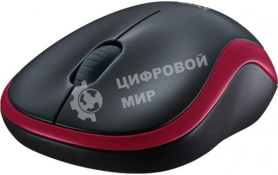 Мышь беспроводная Logitech M185, красный, 1000 dpi, радиоканал, USB, кнопки - 3