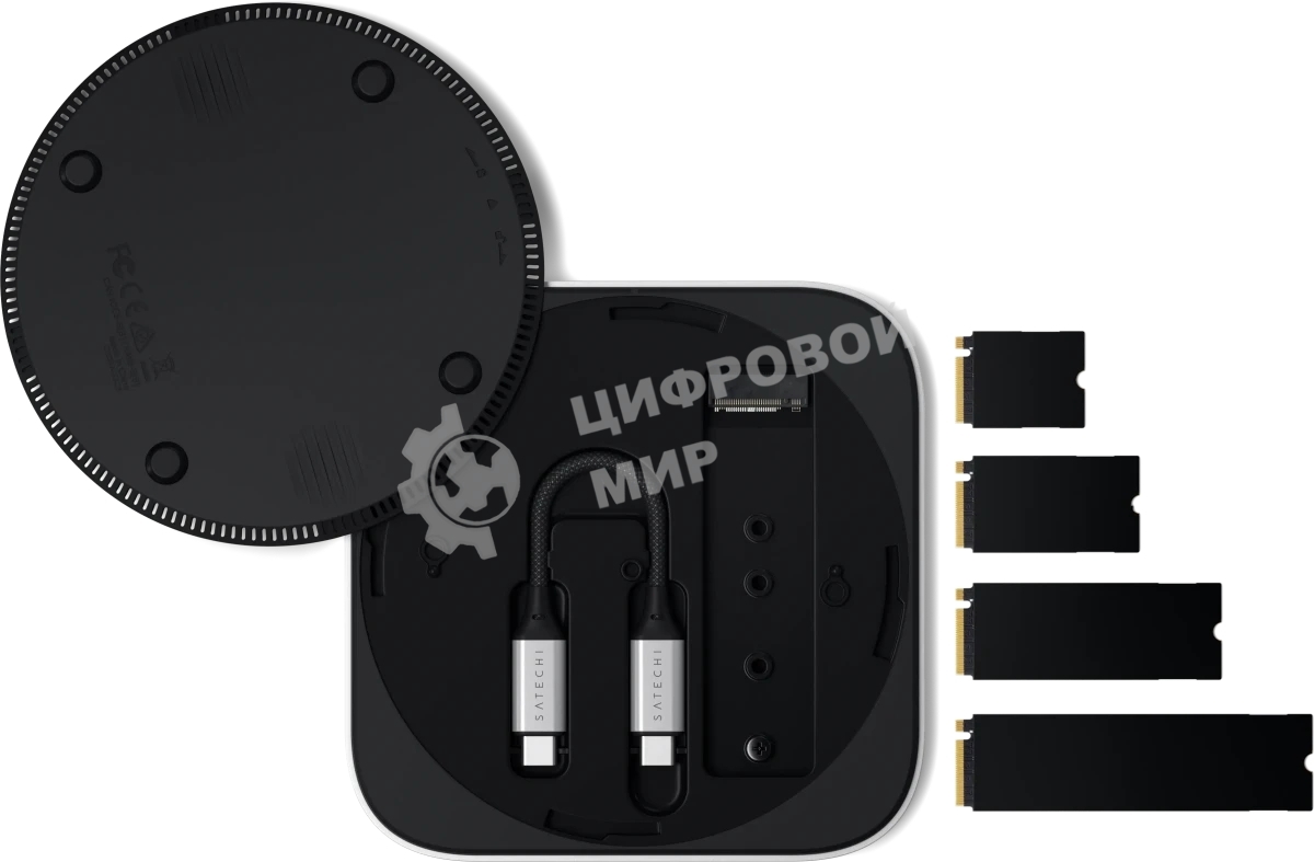 Внешний корпус для SSD Satechi USB4 NVMe SSD Enclosure For Mac mini M4 Up To 40Gbps Up To 8TB, еребристый