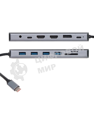 USB-концентратор VCOM CU4706, USB Type-C, HDMI/DP/USB3.0/TC/USB2.0/RJ45/SD/TF/PD/3.5 мм jack, USB Type-C