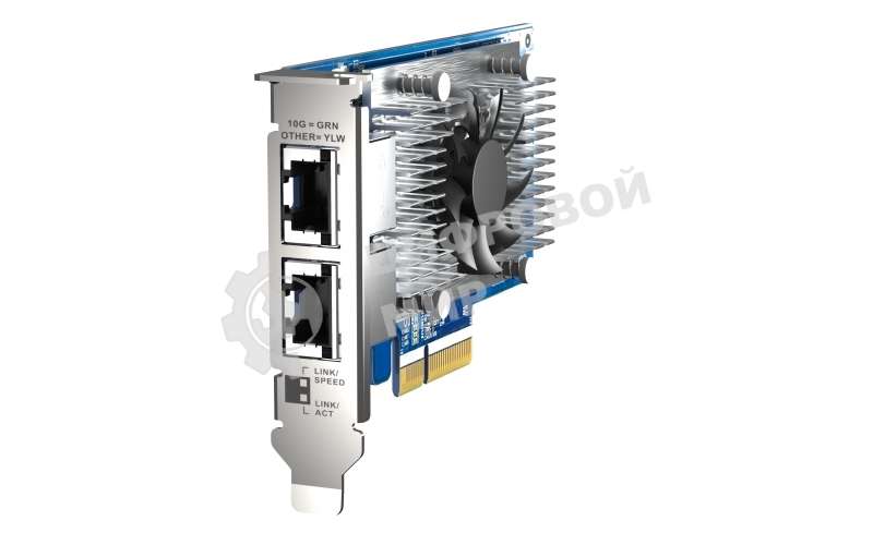 Сетевая карта QNAP QXG-10G2T-X710 LAN Expansion Card, PCIe Gen 3, Two 10GbE (10G/5G/2.5G/1G/100M)) Ports with SR-IOV and iSCSI, Block-based, Supports Multiple Virtual Disk Modes