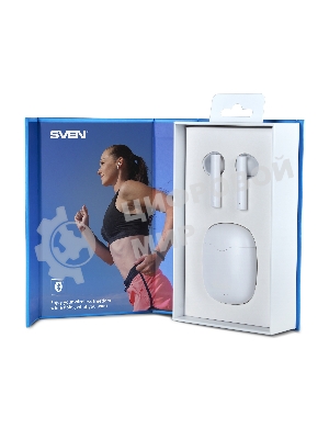 Наушники TWS SVEN E-727BT белый, вкладыши, Bluetooth, сенсорное управление, до 24 ч