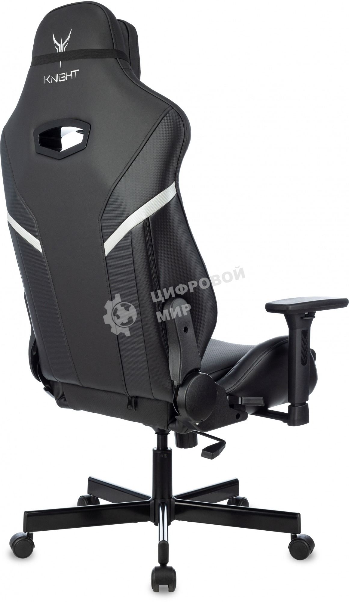 Кресло игровое Knight Thunder 5X черный эко.кожа крестов. металл