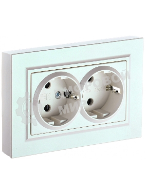 Розетка 2-местная IEK BRITE РС12-3-БрЖ с заземлением, без защитных шторок, 16А в сборе, жемчуг