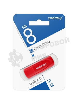 Флешка USB Smartbuy Scout Red (SB008 Gb2SCR), 8Gb, USB 2.0, R/W 15/8, красный