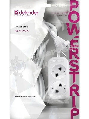 Удлинитель бытовой Defender B220 - 2 роз х 5 м, белый