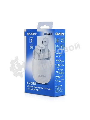 Наушники TWS SVEN E-727BT белый, вкладыши, Bluetooth, сенсорное управление, до 24 ч