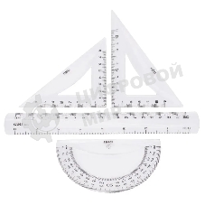 Набор линеек Deli Pioneer EG00412, пластик, прозрачный, в комплекте: линейка 20 см/треугольник 2 шт/транспортир, европодвес