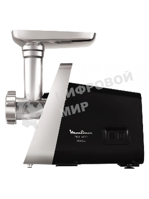 Мясорубка электрическая Moulinex ME306832 черный, 1600 Вт, 1.9 кг/мин, реверс, защита от перегрузки, металлический лоток, насадки - 6