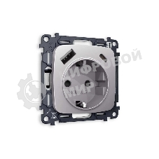 Комплект механизма электрической розетки OMEGA Сталь матовый 2USB A+C 20W (быстрая зарядка) с/з QUANT (OP5100, VM160) MO510010