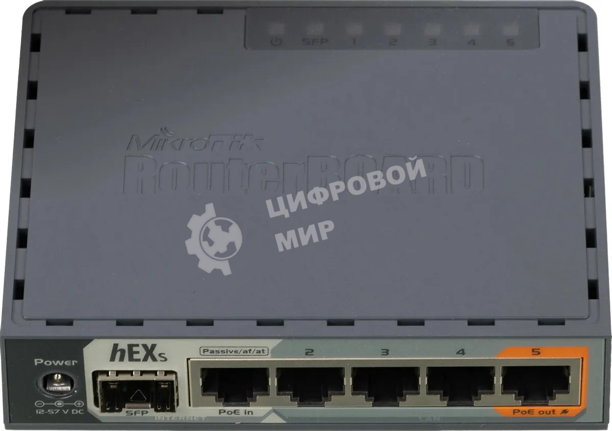 Маршрутизатор PoE MikroTikRB760iGS2 ядра (880 МГц), 5х 1G RJ45, SFP, USB, MicroSD, раздача PoE (HEX S)