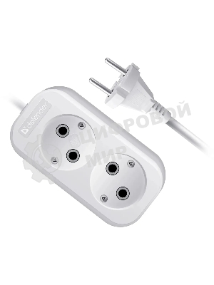 Удлинитель бытовой Defender B220 - 2 роз х 5 м, белый