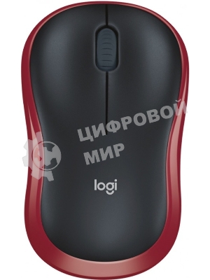 Мышь беспроводная Logitech M185, красный, 1000 dpi, радиоканал, USB, кнопки - 3
