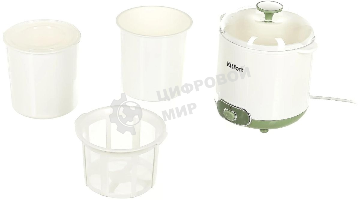 Йогуртница Kitfort KT-2005 20Вт 1б. 1500 мл белый/зеленый