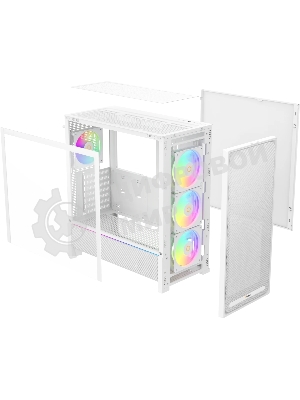 Корпус Ocypus Delta C70 WH ARGB, Midi-Tower, белый, 4 x 120 мм