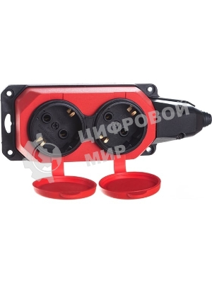 Колодка каучуковая ЭРА с/з 2 гн 16A IP44 красная (12/120/720)