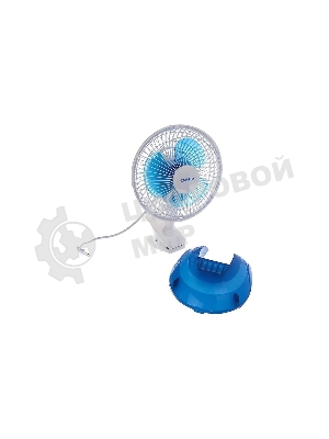 Вентилятор Energy EN-0601 белый/синий, настольный, 15 Вт, 2 скорости, 15 см, с прищепкой