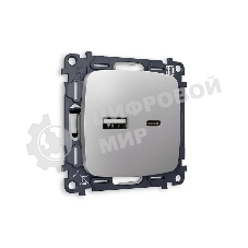 Комплект механизма розетки OMEGA Сталь матовый 2USB A+C 20W 3000mA (быстрая зарядка) QUANT (OP5110, VM177) MO511010