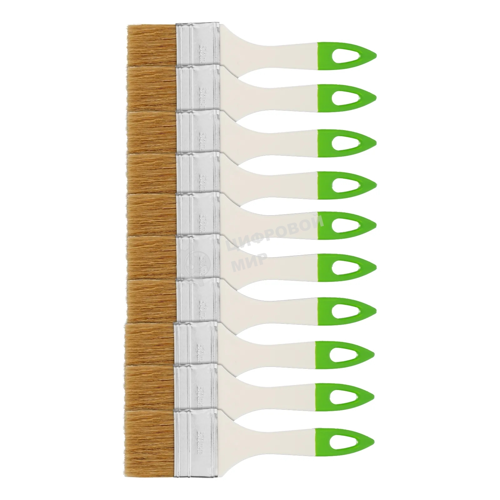 Кисть флейцевая Сибртех, 50, 8, натуральная щетина, пластиковая рукоятка, 10шт