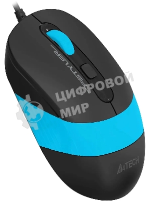 Мышь проводная A4Tech Fstyler FM10S черный/голубой, 1600 dpi, USB, кнопки - 4