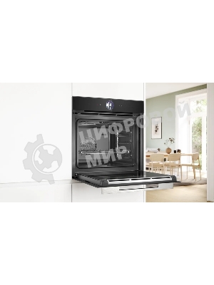 Духовой шкаф Bosch HSG7361B1 Home Connect!! Serie 8, черный, 21 режим + комбинированные режимы, функция приготовление на пару 100%, 4-слойное остекление, 3 цветных текстовых TFT-дисплея 2,5