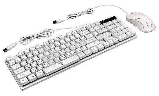 Комплект клавиатура+мышь Nakatomi KMG-2305U проводной, USB, 1600 DPI, белый
