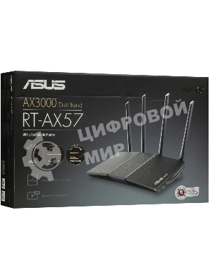 Роутер беспроводной Asus RT-AX57 AX3000 10/100/1000BASE-TX черный