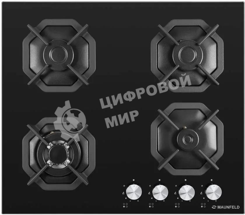 Газовая варочная панель Maunfeld EGHG.64.23CB/G, 4 конфорки, закаленное стекло, черный