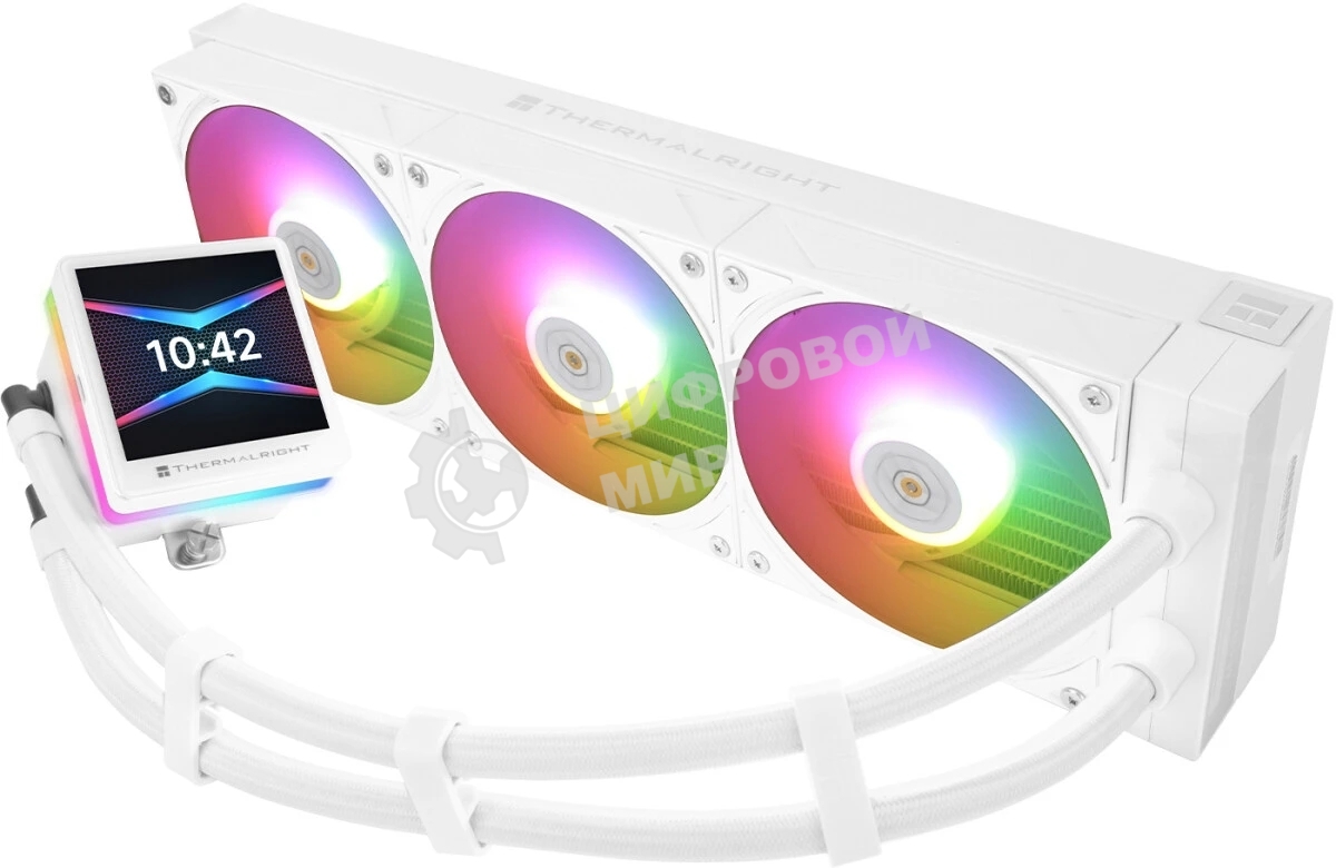 Водяное охлаждение для процессора Thermalright Grand Vision 360 (360mm, LED, White, ARGB/Fans: 3x120mm, 80.45CFM, 29.4dBA, 2150RPM/Pump height 72.5mm, 6400RPM, Rad thickness 27mm/S: 1700, 1200, 1851, 115X, 2011, 2066, AM5, AM4)