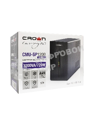 Источник бесперебойного питания CROWN CMU-SP1200 COMBO / 1200ВА / 720Вт / 2xIEC + 2xEURO