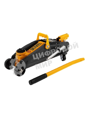 Домкрат гидравлический подкатной с фиксатором Denzel 2 т, 130-330 мм, в кейсе