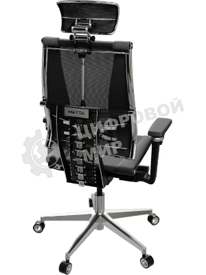 Кресло руководителя Метта Yoga 4DT B2-15D - YM93+Infinity+carbon черный сетка/кожа с подголов. крестов. алюминий хром (комплект 1 шт)