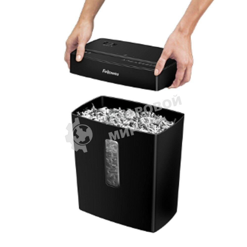 Шредер Fellowes PowerShred Р-42С черный (секр.P-4) фрагменты 8лист. 15лтр. скрепки скобы пл.карты