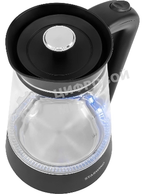 Чайник электрический Starwind SKG2116 1.8 л, 1700 Вт, черный/прозрачный корпус: стекло