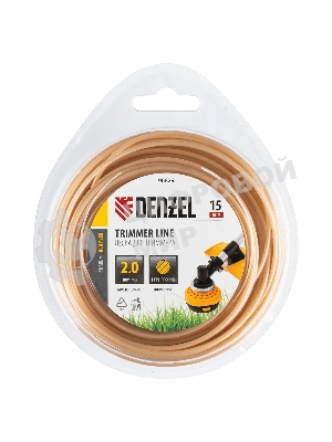 Леска для триммера Denzel армированная алюминием круглая, 2,0мм х 15м, блистер ALUFLEX