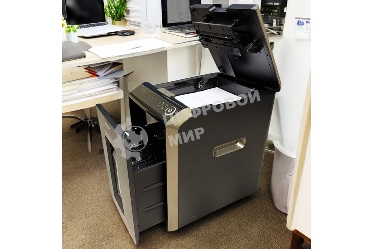 Шредер Office Kit SA200M 1,9х10 черный/серый с автоподачей (секр.P-5) фрагменты 220лист. 40лтр. скобы пл.карты