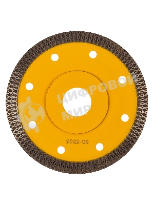 Диск алмазный отрезной Denzel 115 х 22,2мм, сплошной, супертонкий, горячий пресс, сухой/мокрый рез