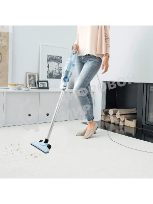 Пылесос вертикальный Kitfort KT-586-2 голубой, питание от сети, 400 Вт, уборка сухая, пылесборник 1,2 л