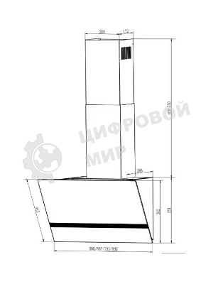 Вытяжка наклонная Elikor Rise BK 50 черный, 50 см, 750 куб. м/ч, 56 дБ