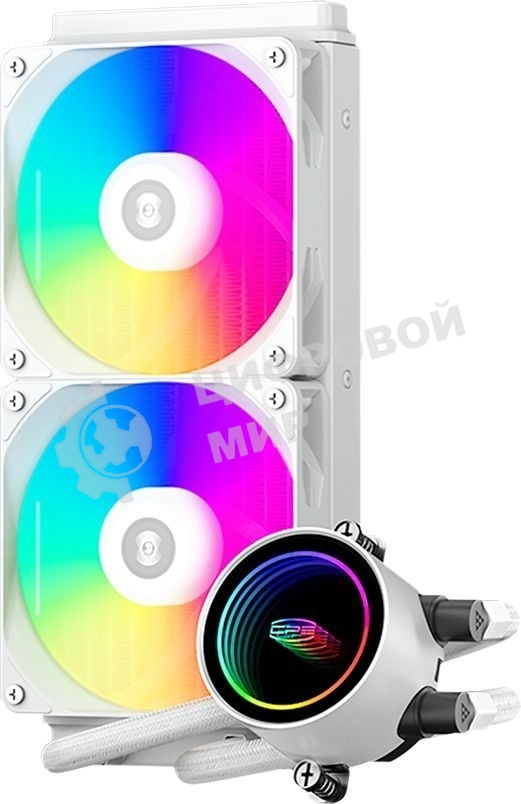 Система жидкостного охлаждения PcCooler DA240 WH ARGB Soc-AM5/AM4/1200/1700/1851 белый 4-pin Al+Cu 270W Ret (DA240-WHAWXX-GL)