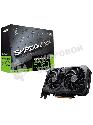 Видеокарта MSI PCI-E 5.0 RTX 5060 8G SHADOW 2X OC NVIDIA GeForce RTX 5060 8Gb 128bit GDDR7 2482/28000 HDMIx1 DPx3 HDCP Ret