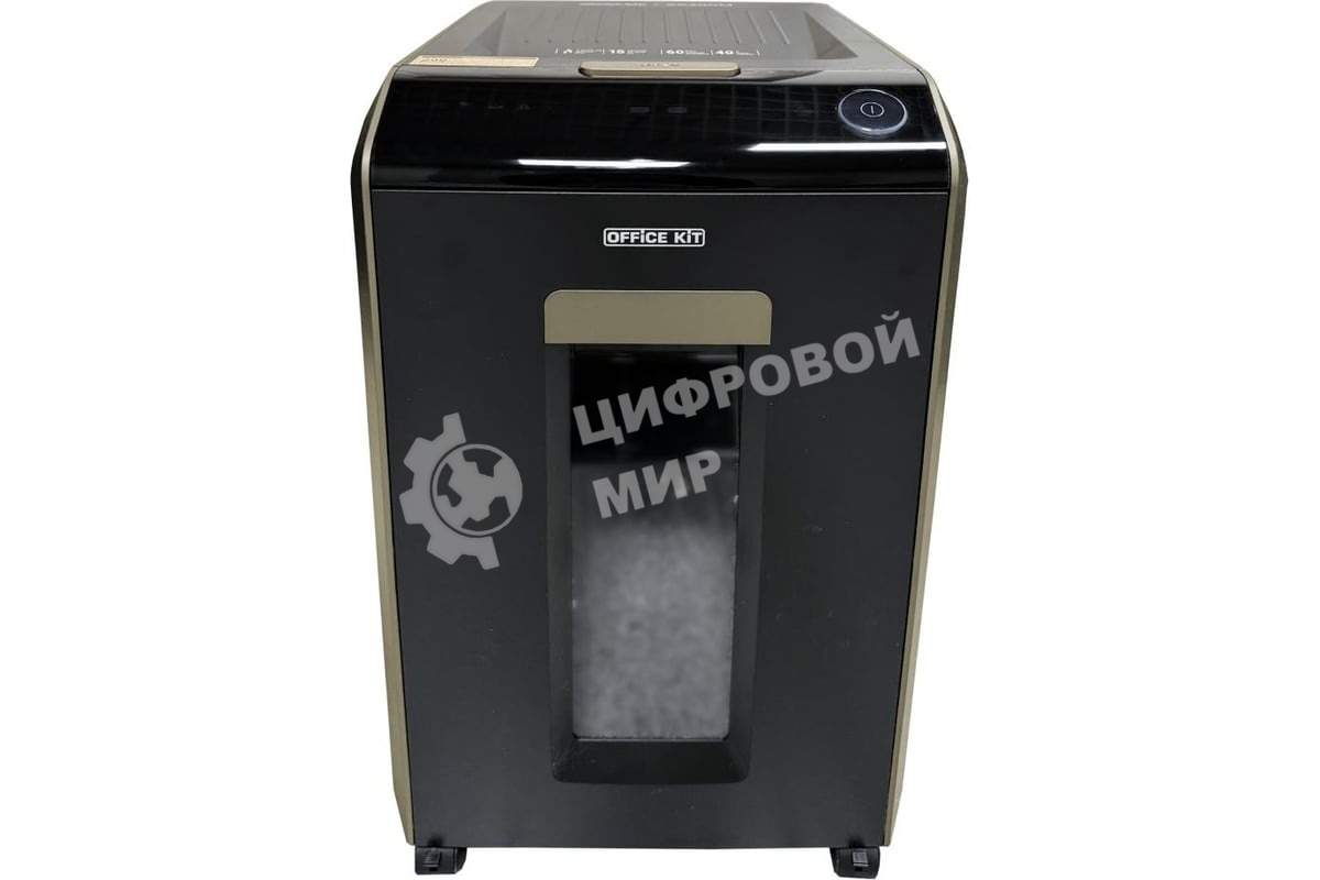 Шредер Office Kit SA200M 1,9х10 черный/серый с автоподачей (секр.P-5) фрагменты 220лист. 40лтр. скобы пл.карты